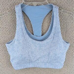 Gym Shark Dry Management Sport Bra Size Med Fleur Texture Baby Blue Discontinued